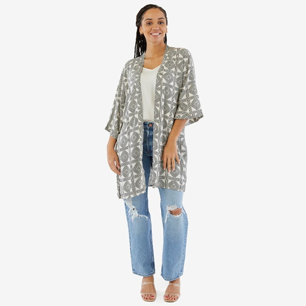 The Vertical Collective Sophia Geo Collection Kimono One Size